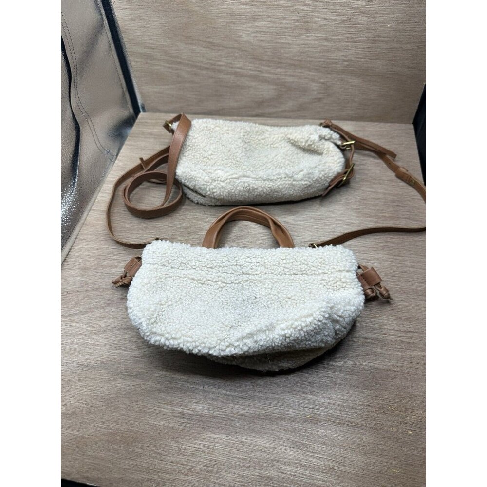 Pair Madewell Mini The Resourced High Pile Fleece Sling Crossbody Sherpa Leather
